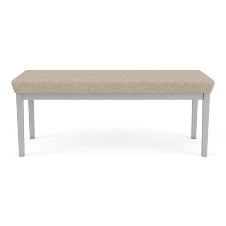 Lesro Lenox Steel 2 Seat Bench, Stone (Beige) Seat, Stone Back, 45 W 21 L 18.5 H, Linette Vinyl Seat LS2001